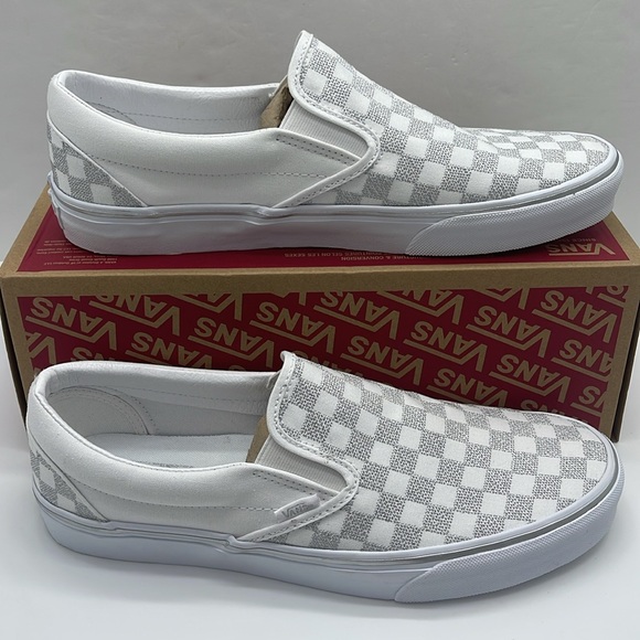 Vans Silver Metallic Slip On Sneakers Vans Men's Checkered Classic